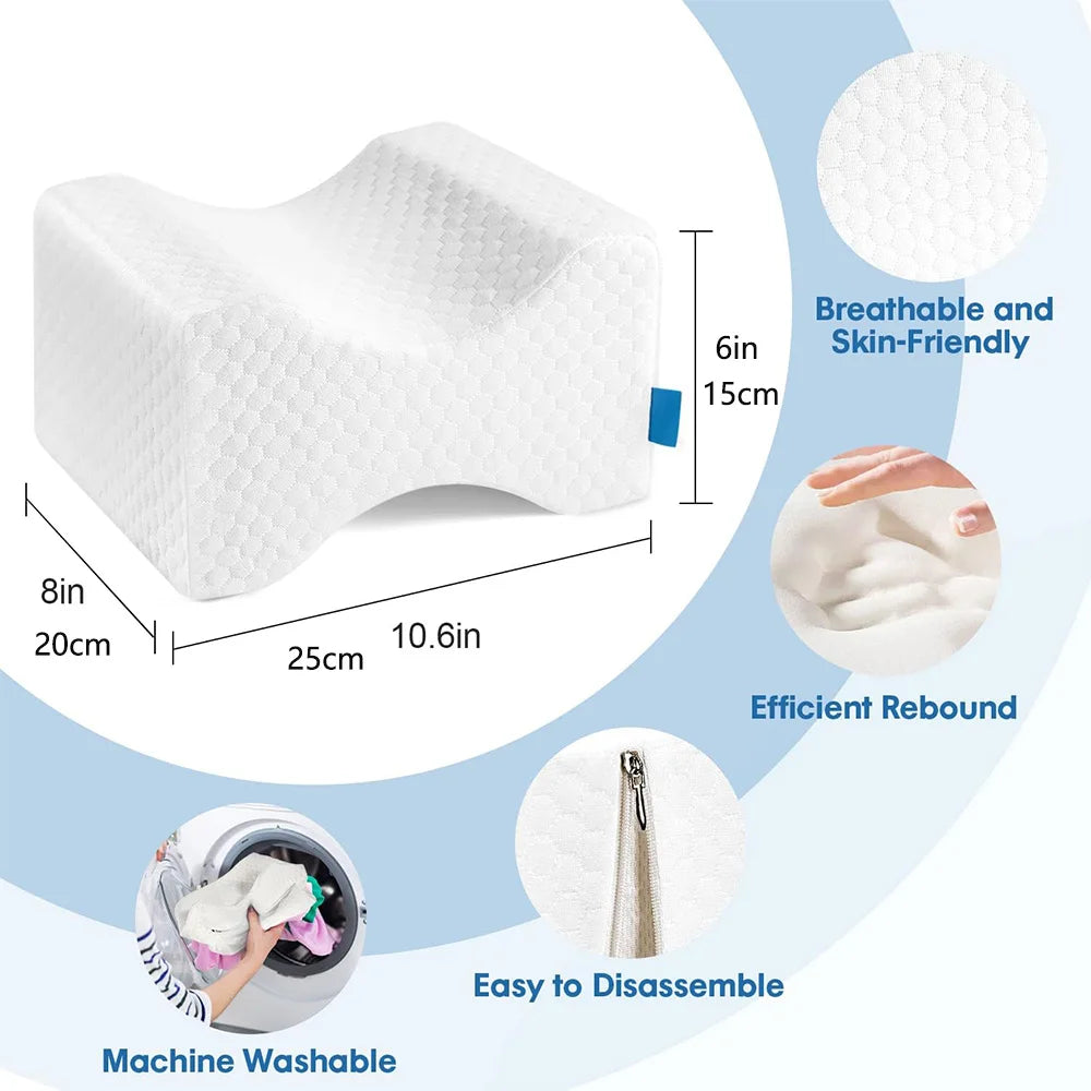 Leg Pillow,Side Pillow,Memory Foam Knee Pillow with Side Sleeping Belt,Leg Knee Pillow with Removable and Washable Cover