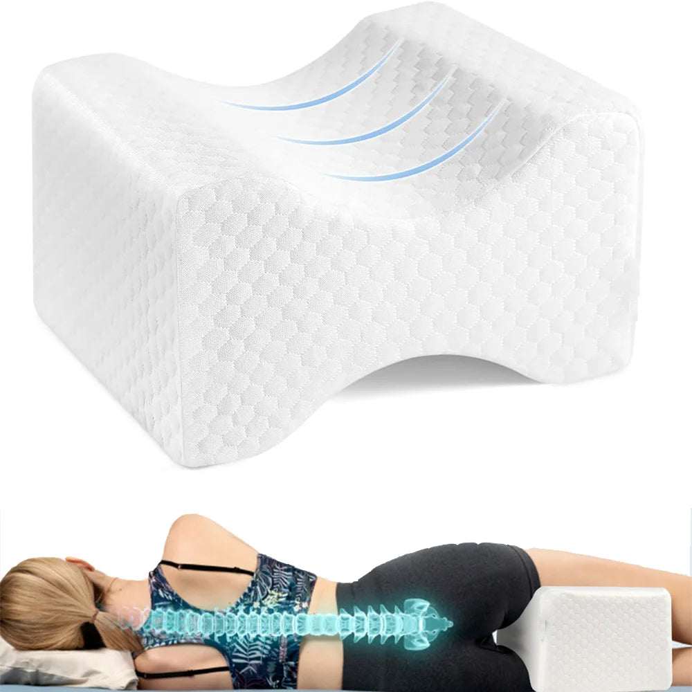 Leg Pillow,Side Pillow,Memory Foam Knee Pillow with Side Sleeping Belt,Leg Knee Pillow with Removable and Washable Cover