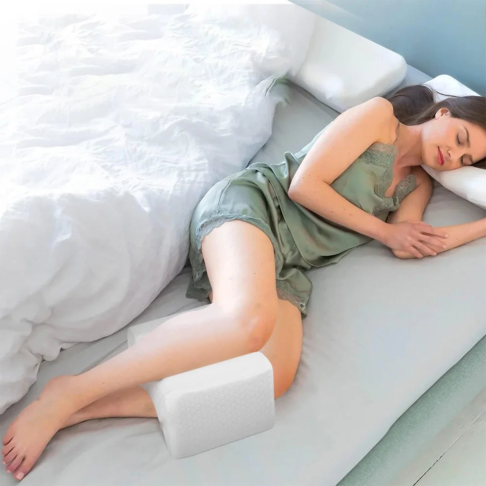 Leg Pillow,Side Pillow,Memory Foam Knee Pillow with Side Sleeping Belt,Leg Knee Pillow with Removable and Washable Cover